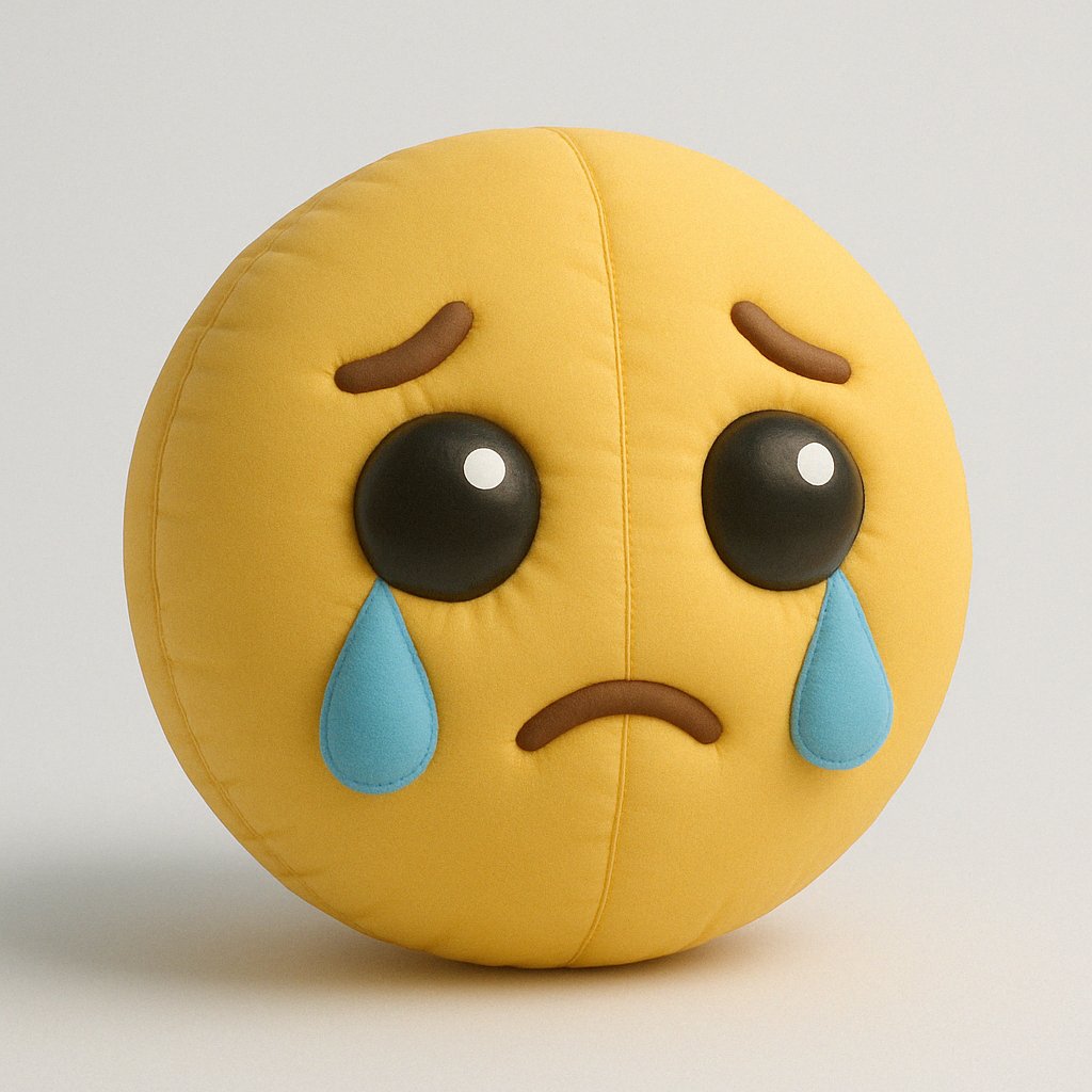 Create a high-resolution 3D render of [🥹] designed as an inflatable, puffy object. The shape should appear soft, rounded, and air-filled — like a plush balloon or blow-up toy. Use a smooth, matte texture with subtle fabric creases and stitching to emphasize the inflatable look. The form should be slightly irregular and squishy, with gentle shadows and soft lighting that highlight volume and realism. Place it on a clean, minimal background (light gray or pale blue), and maintain a playful, sculptural aesthetic.